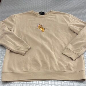 H&M Tom and Jerry Crewneck Sweatshirt Size L Warner Bros Cartoon Beige